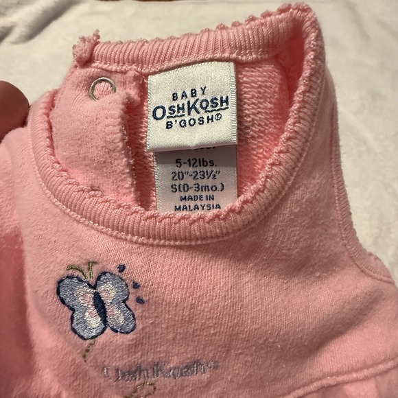 Vintage Oshkosh Bgosh Baby Girls Pink Fleece Sleeveless Jumpsuit‎ Romper 0-3 Mos - Picture 4 of 7